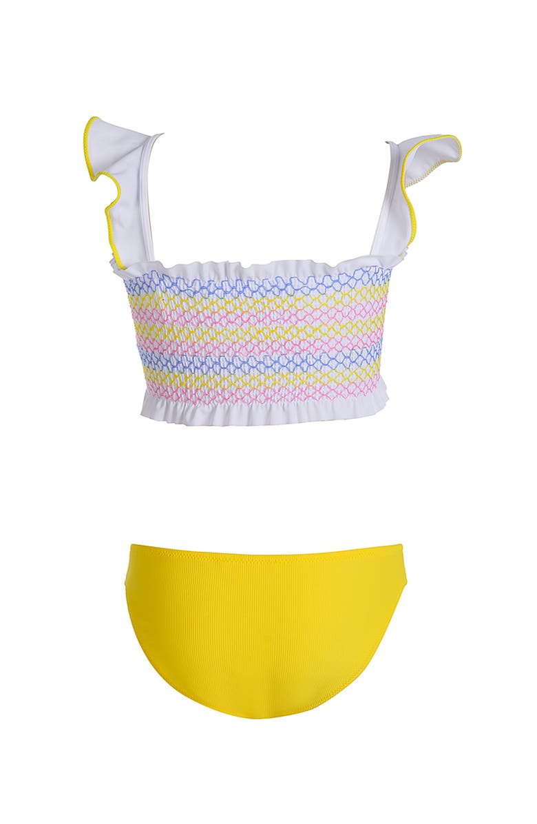 NESSI BYRD Shirred Geometric Embroidered Two-Piece Bikini, Alternate, color, Multicolor