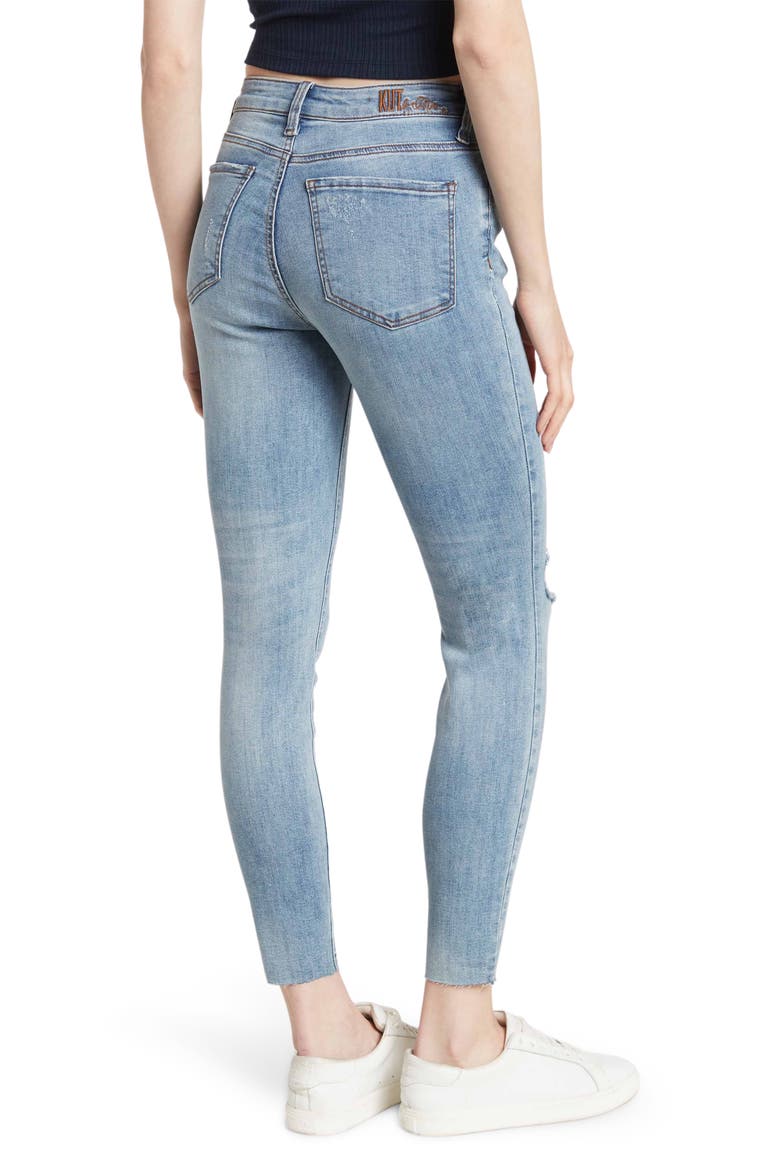 Carlo Distressed Raw Hen Ankle Crop Skinny Jeans, Alternate, color, POLAR