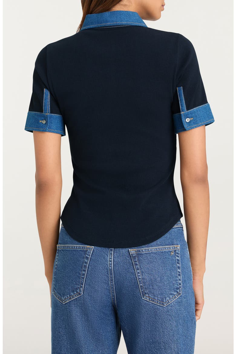 Denim Trim Rib Top, Alternate, color, NAVY/ MEDIUM WASH