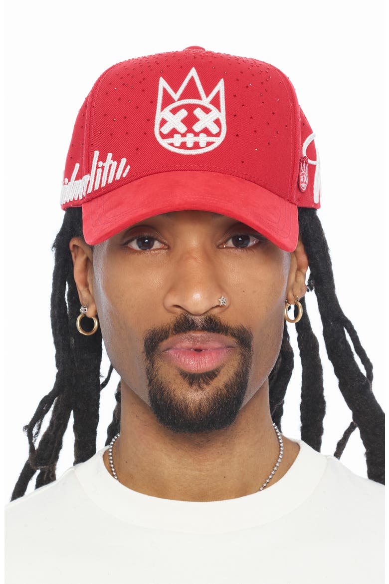 Shimuchan Logo Crystal Burst Baseball Cap, Alternate, color, RACING RED