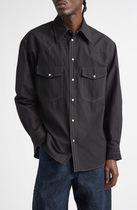 Cotton Twill Western Snap-Up Shirt