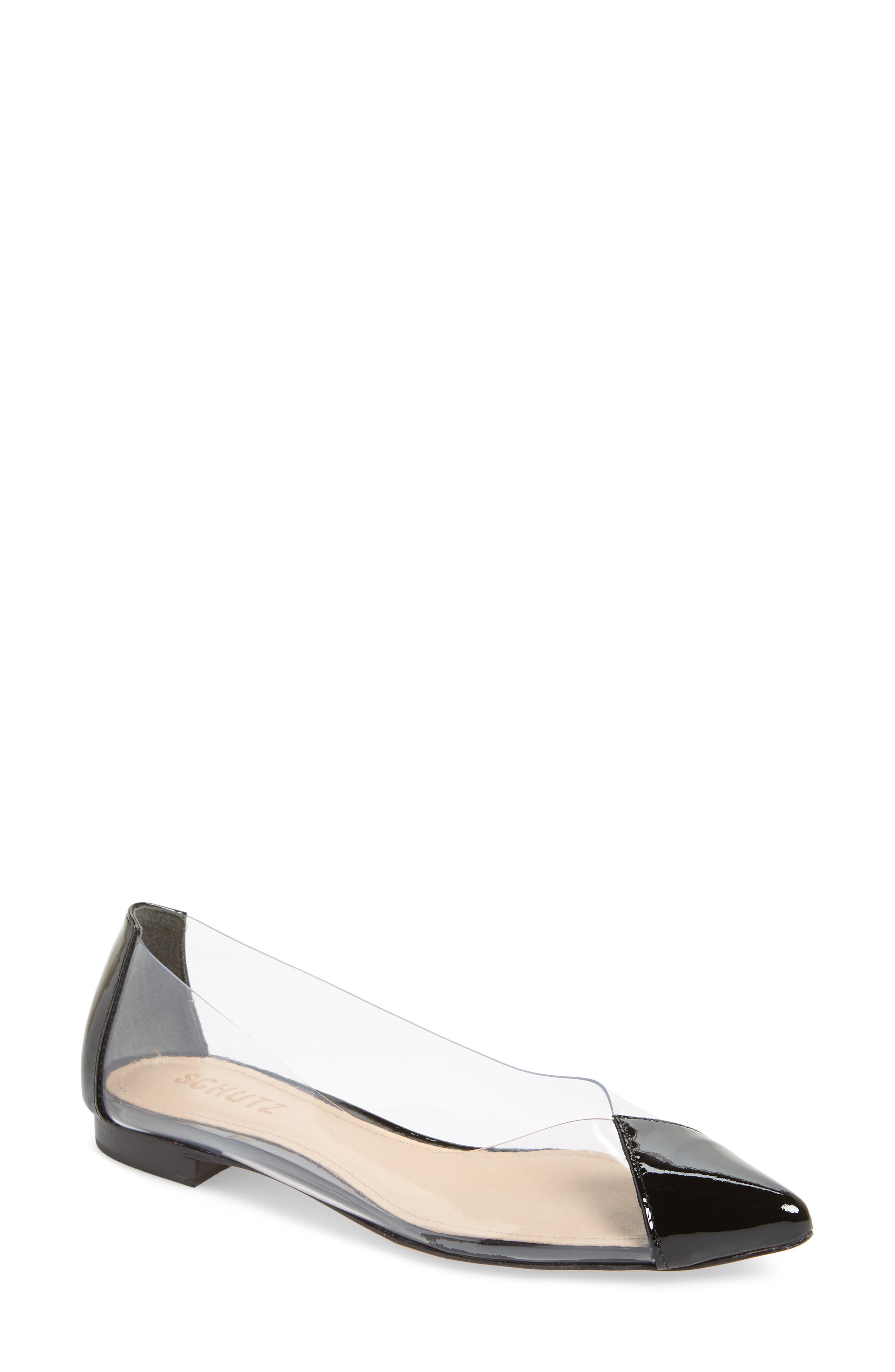 Schutz Clearly Pointy Toe Flat, Main, color, 
