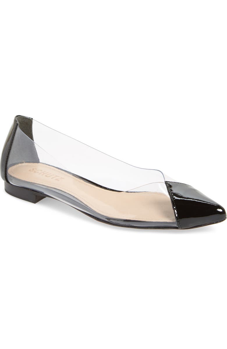 Schutz Clearly Pointy Toe Flat, Main, color,