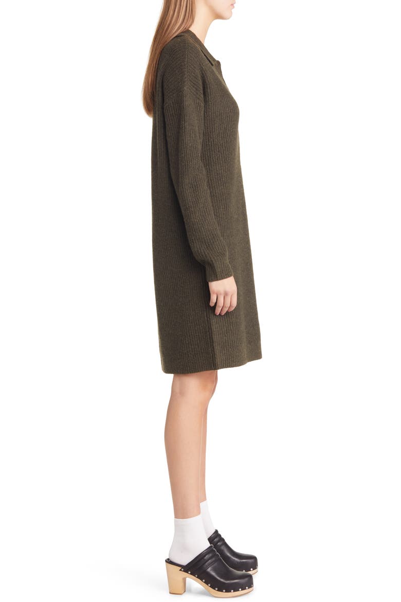 Polo Long Sleeve Sweater Dress, Alternate, color, GREEN ROSIN