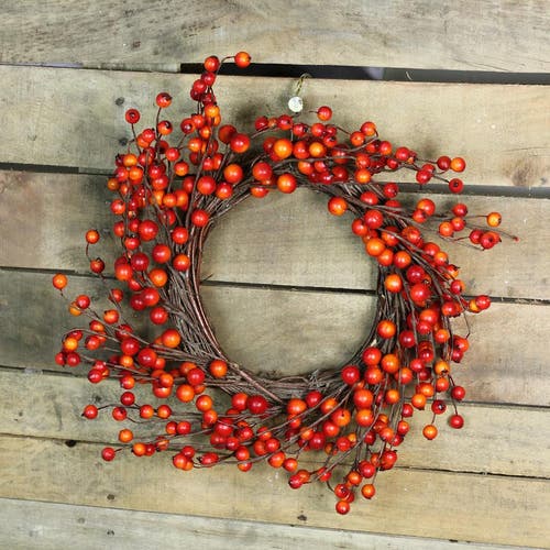 Northlight Orange Berries And Twig Artificial Fall Harvest Wreath 14- Inch, Unlit In Multi