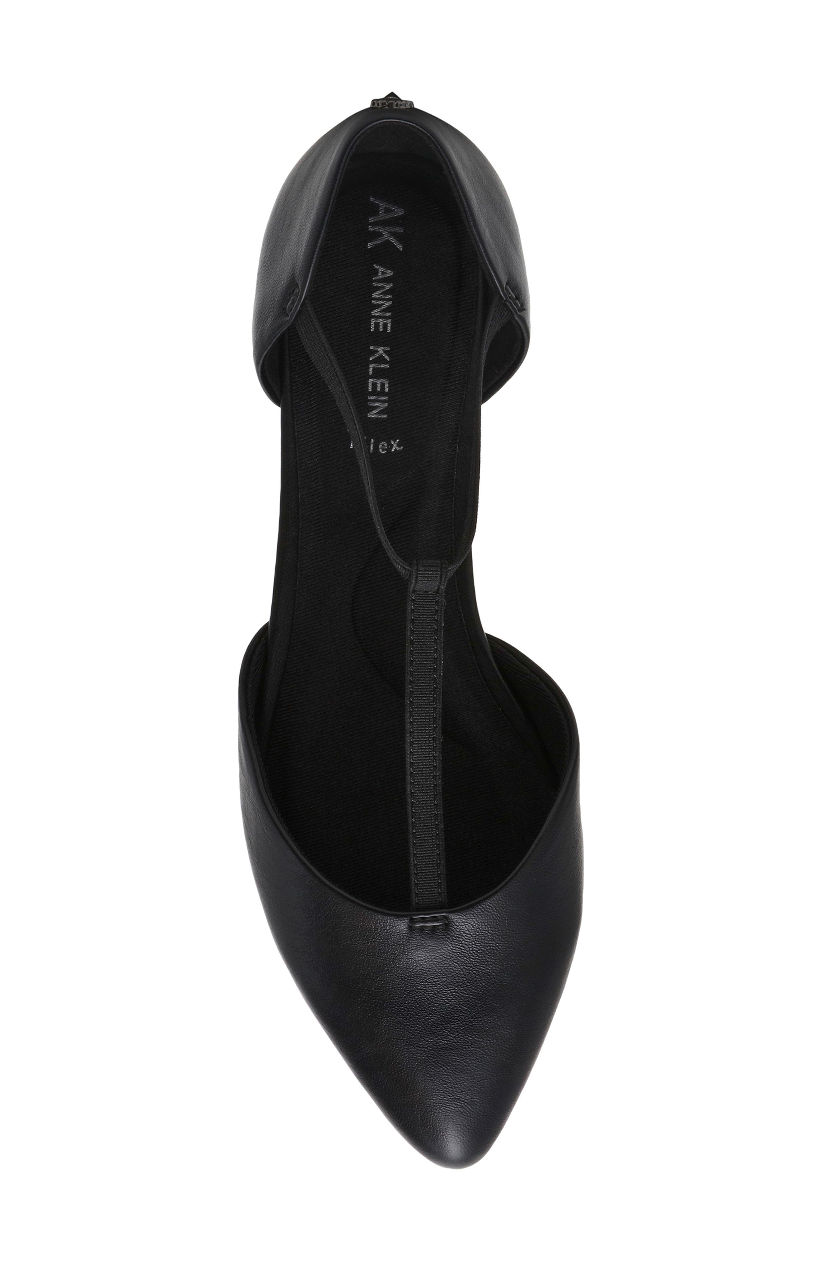 Anne Klein Okorie T-Strap Flat, Alternate, color, Black Nappa