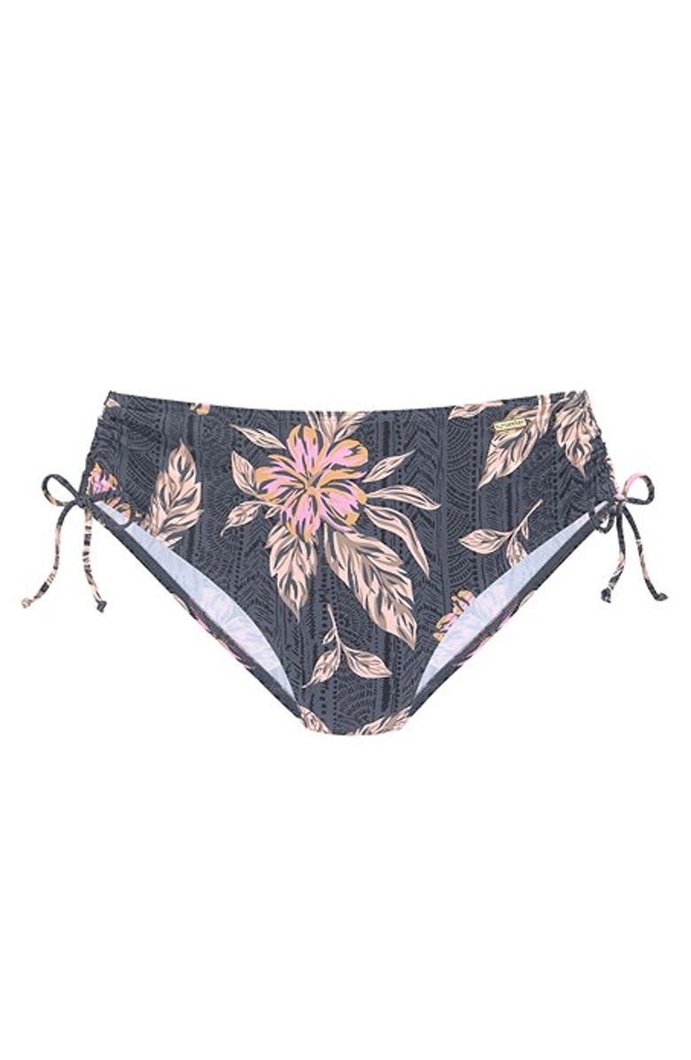 LASCANA Mix Print Mid Rise Bikini Bottom, Alternate, color, Black Printed