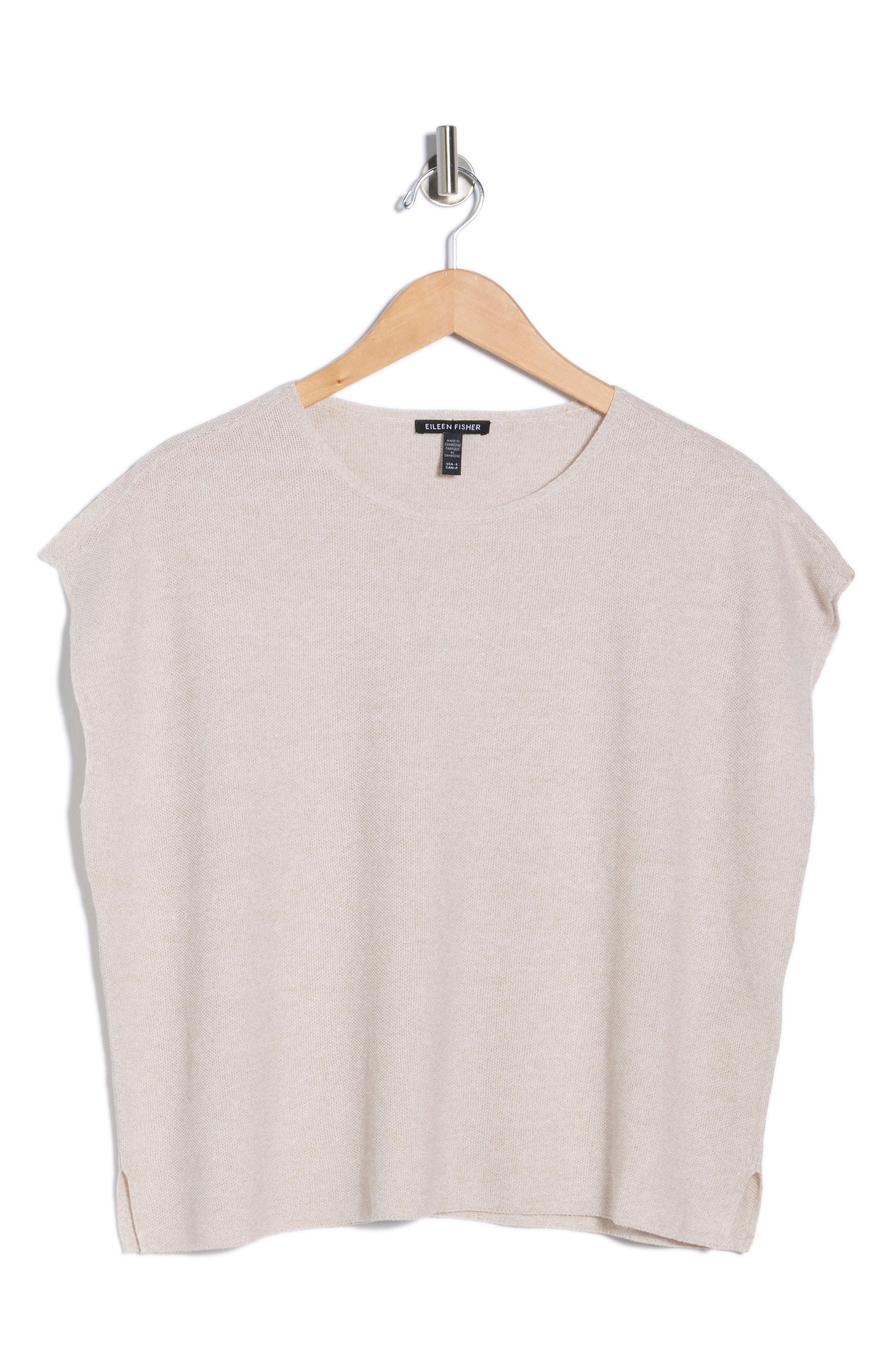 Eileen Fisher Cap Sleeve Organic Linen & Organic Cotton Sweater