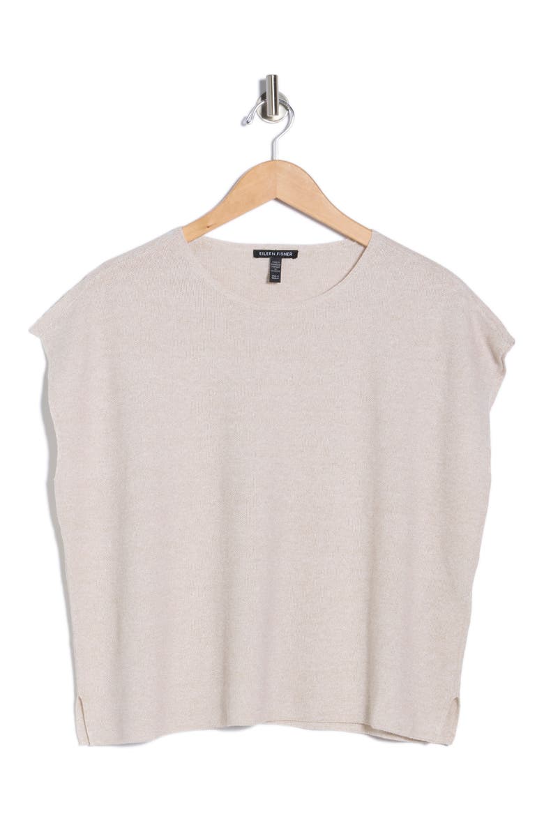 Cap Sleeve Organic Linen & Organic Cotton Sweater, Alternate, color, UNNATURAL