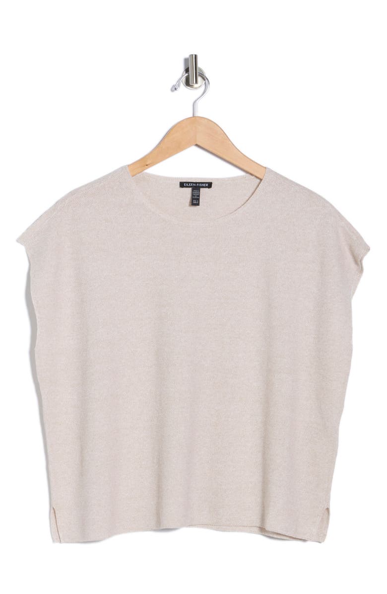 Eileen Fisher Cap Sleeve Organic Linen & Organic Cotton Sweater, Main, color, Unnatural