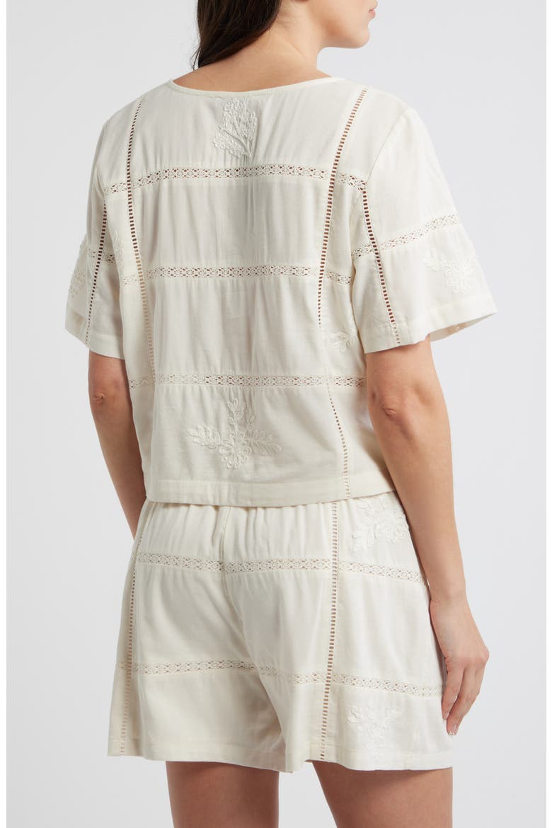 Marella Embroidered Detail Tie Front Top, Alternate, color, ANTIQUE WHITE