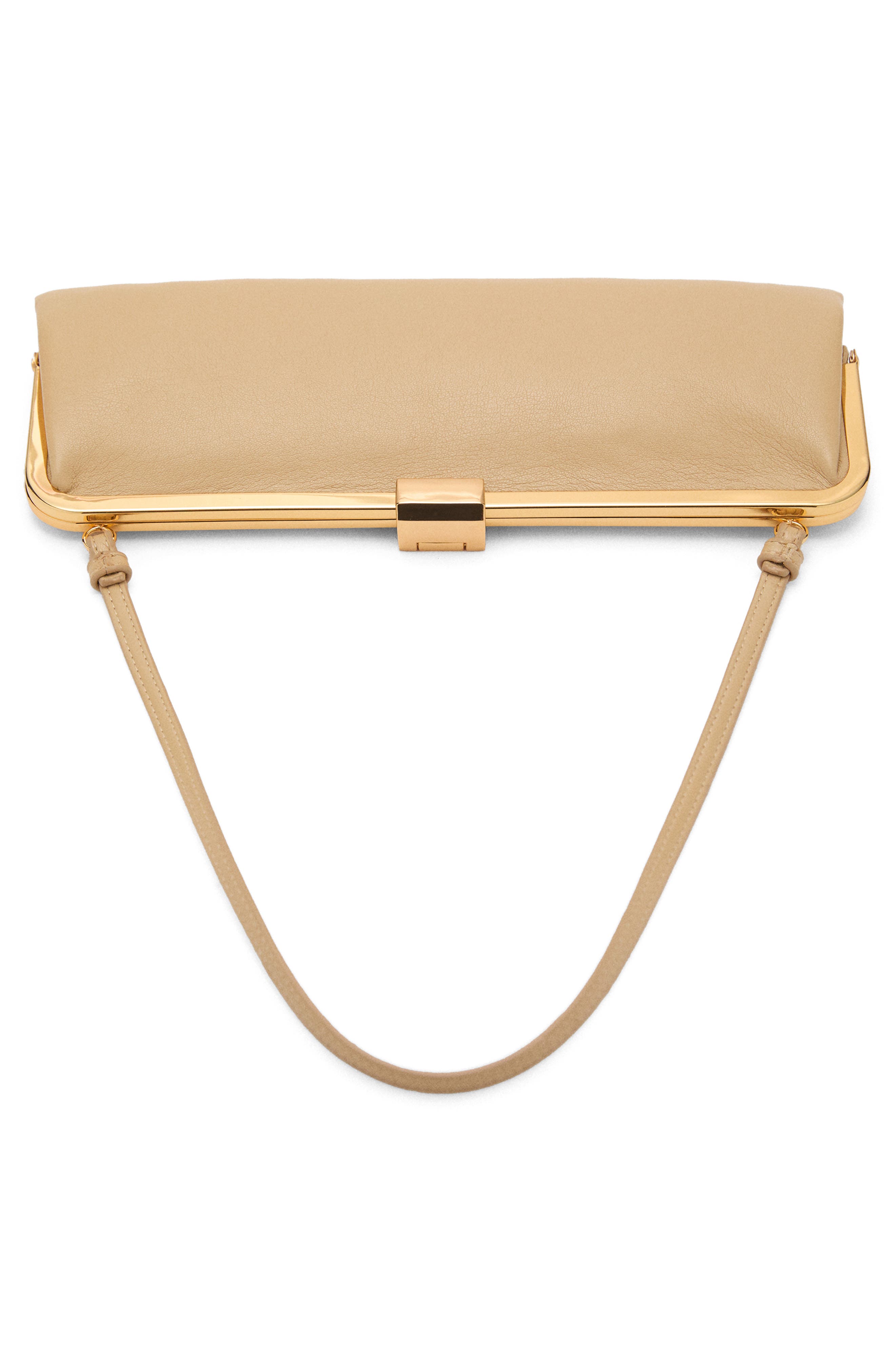 MANGO Metallic Frame Clutch, Alternate, color, Vanilla