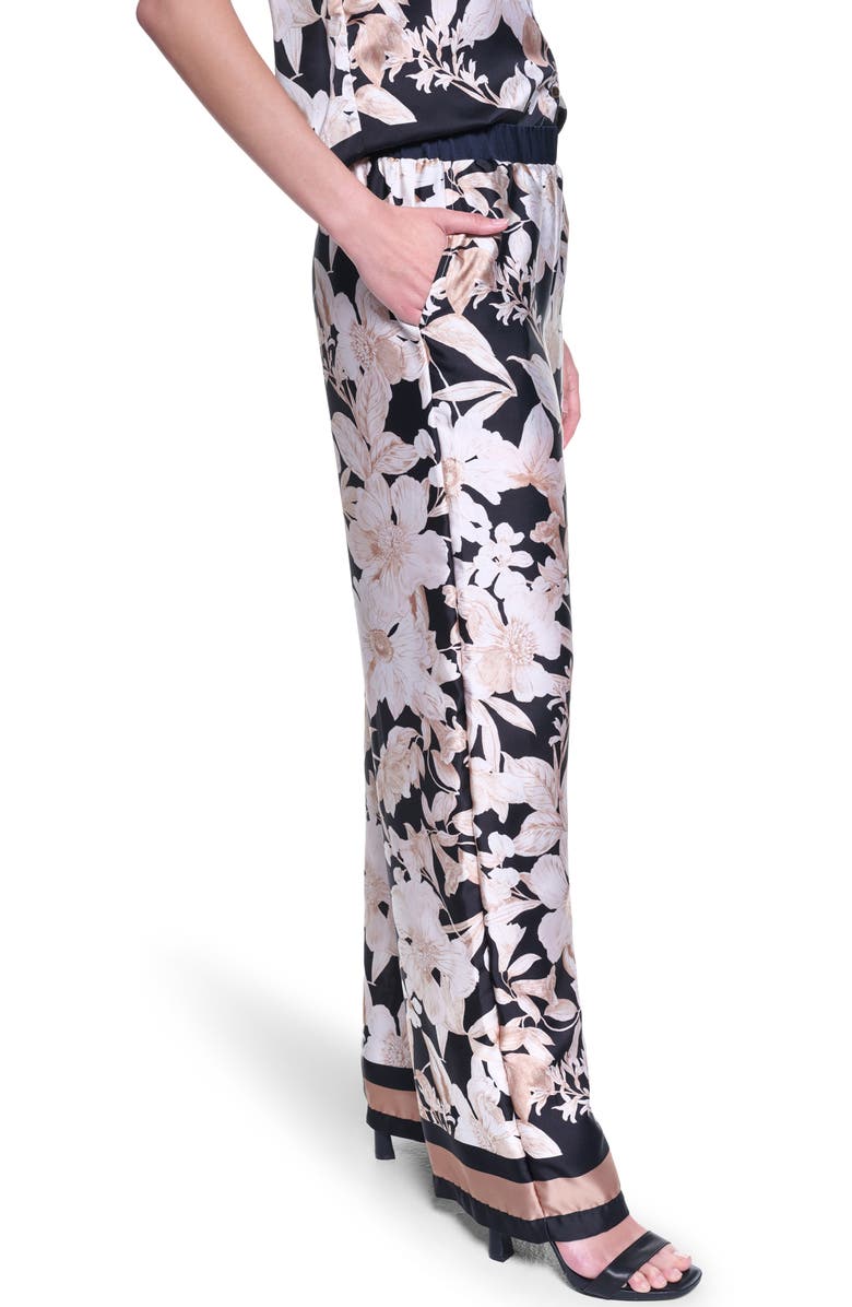 KARL LAGERFELD PARIS Floral Print Wide Leg Pants, Alternate, color, Midnight Combo