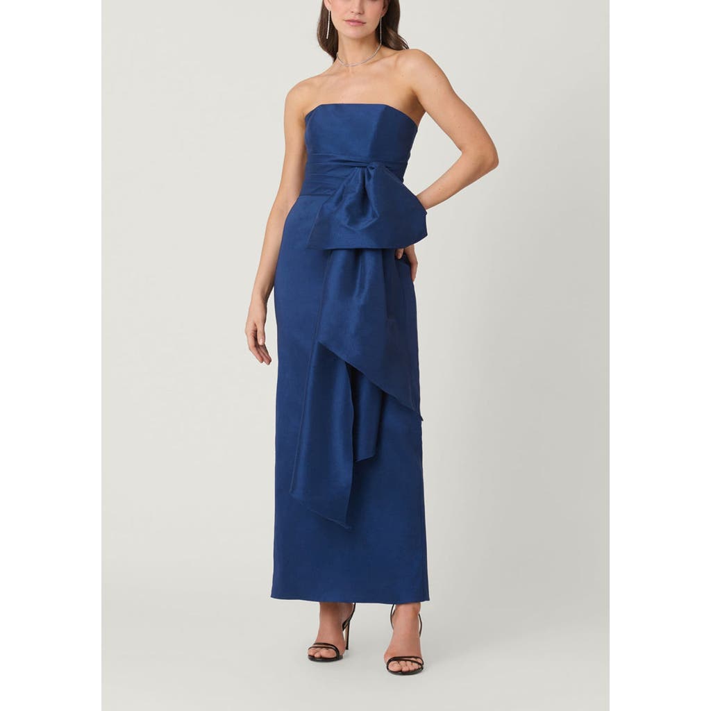 Shoshanna Midnight Midnight Hope Texture Taffeta Dress In Blue