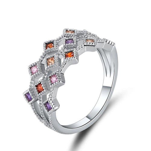 Hollywood Sensation Cubic Zirconia Multicolor Ring In Silver