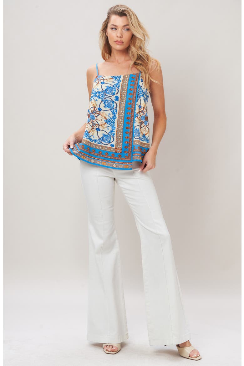 Scarf Print Cotton Camisole, Alternate, color, BLUE MULTI