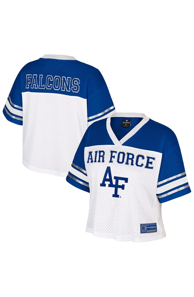 COLOSSEUM Women's Colosseum  White Air Force Falcons Treasure Cropped Football Jersey, Main, color, White