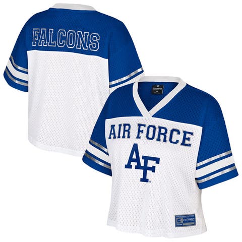Women's Colosseum  White Air Force Falcons Treasure Cropped Football Jersey