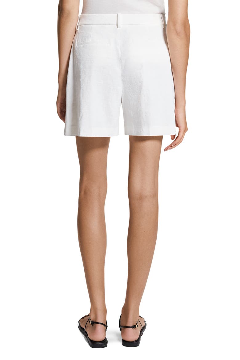 Pleated Stretch Linen Blend Shorts, Alternate, color, WHITE