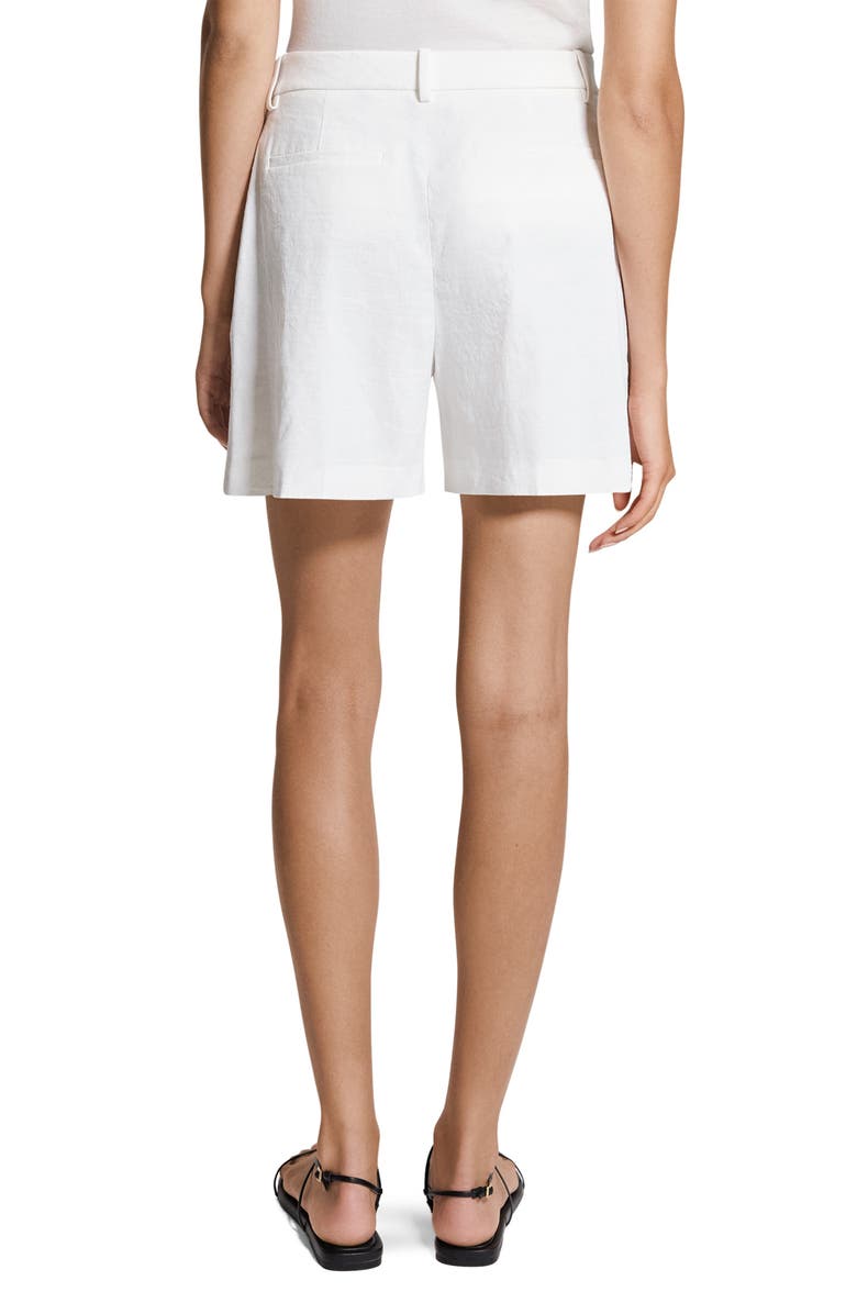 Theory Pleated Stretch Linen Blend Shorts, Alternate, color, White