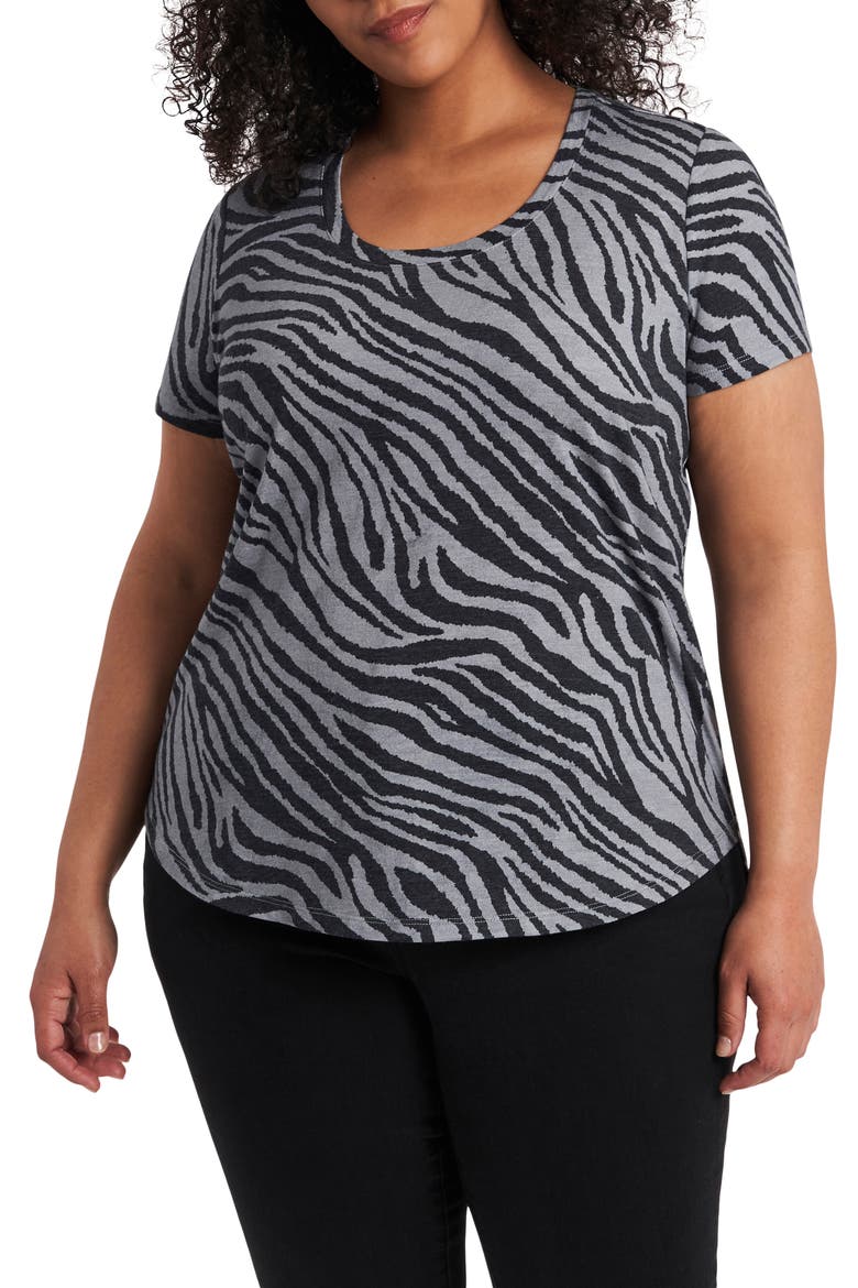 Zebra Print Scoop Neck T-Shirt, Main, color, SILVER HEATHER