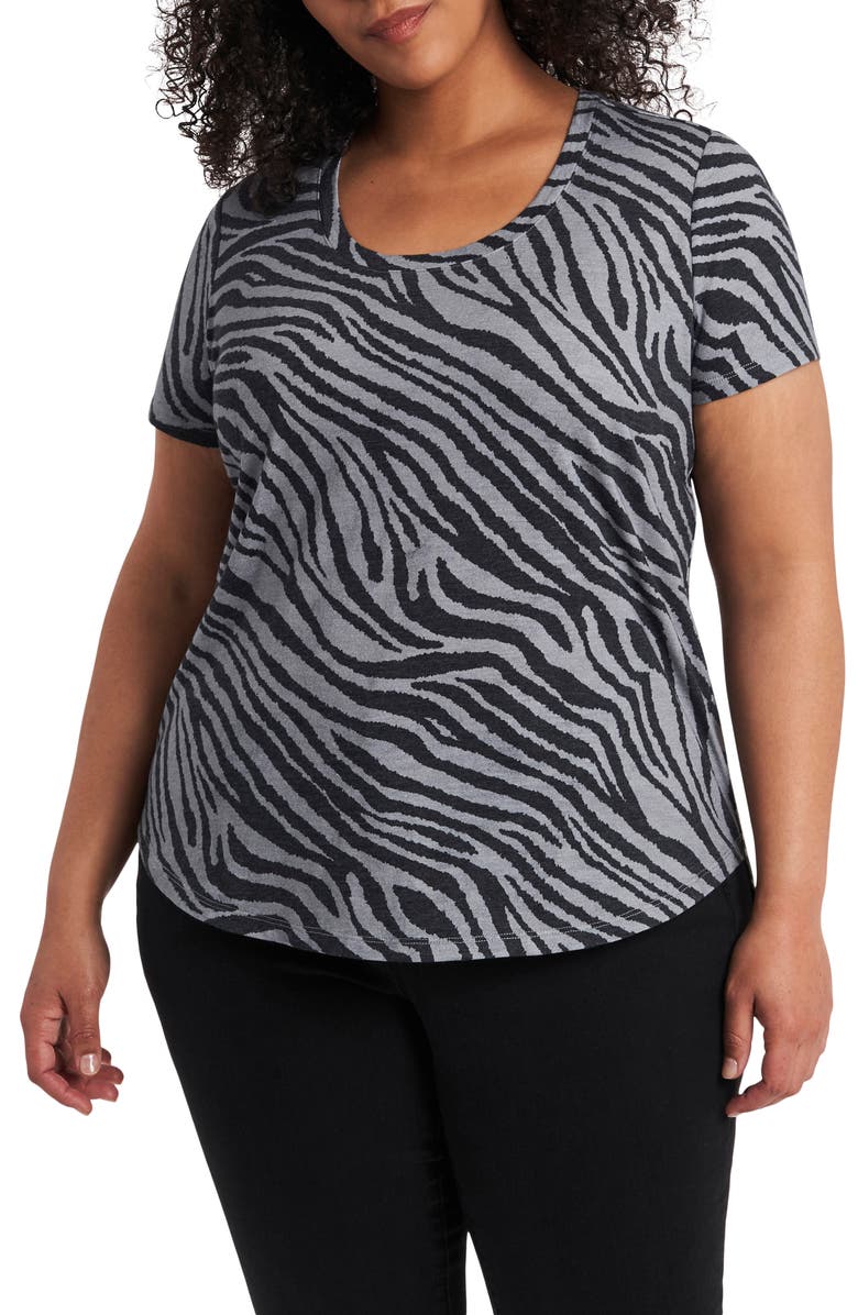 Vince Camuto Zebra Print Scoop Neck T-Shirt, Main, color, 