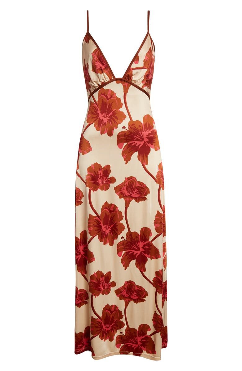 Johanna Ortiz Sendero De Astromelias Jersey Dress, Alternate, color, Ecru / Camel / Wine / Pink