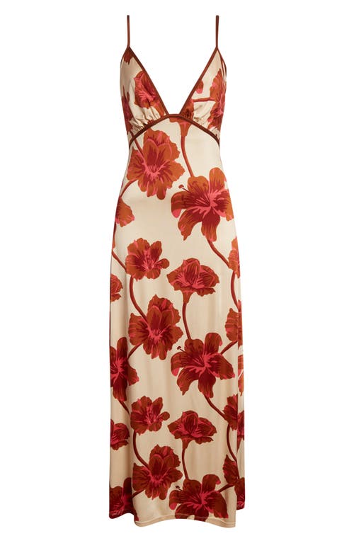 Johanna Ortiz Sendero De Astromelias Floral-print Satin Maxi Dress In Multi