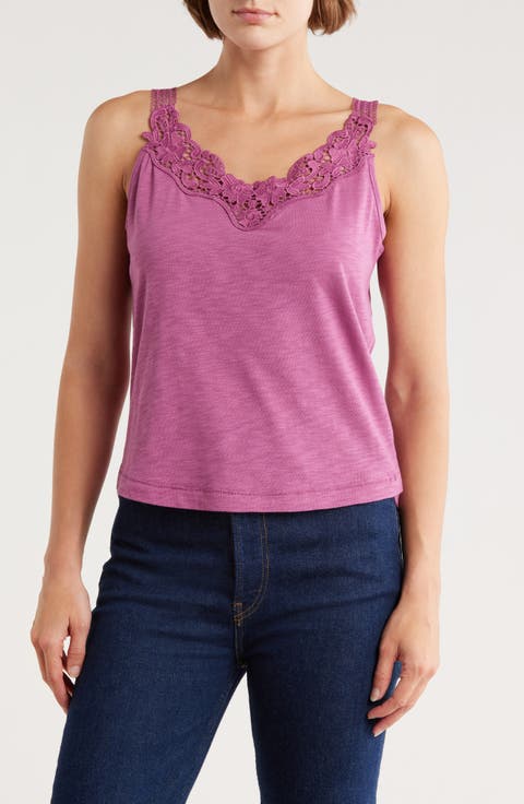 V-Neck Crochet Detail Camisole