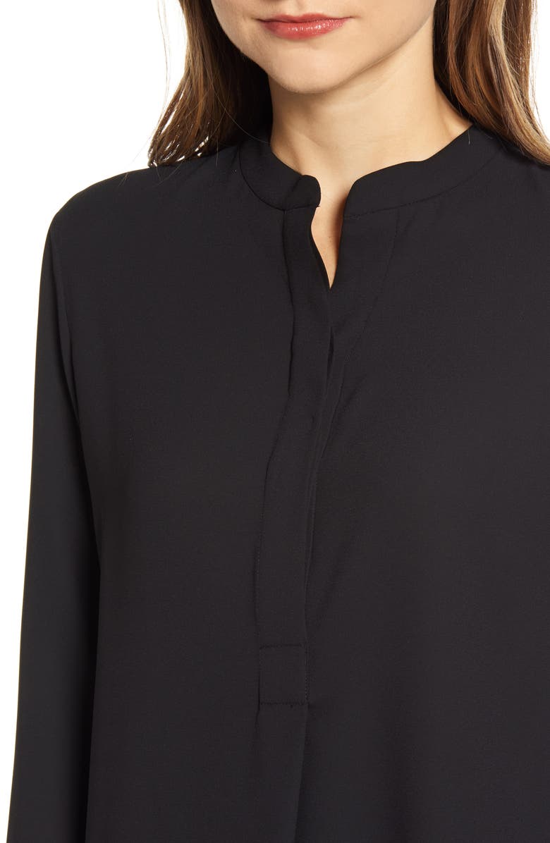 Anne Klein Nehru Tunic Shirt, Alternate, color, Anne Black