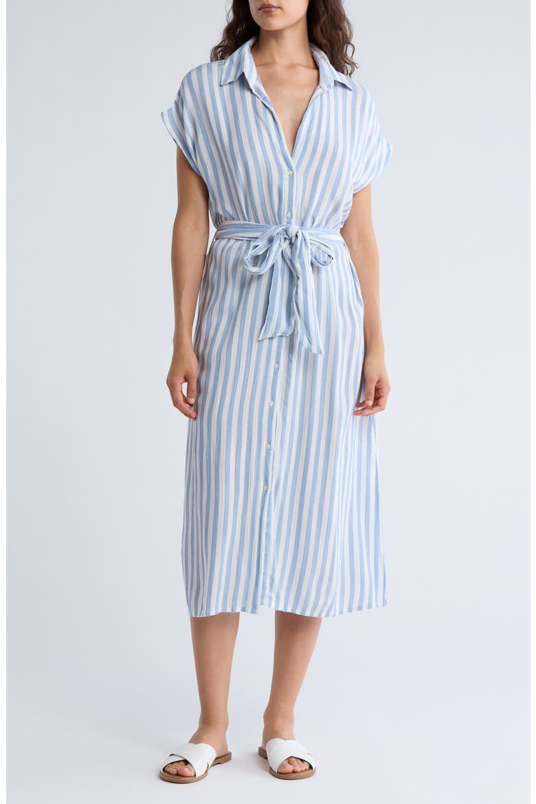 Stripe Cover-Up Shirtdress, Main, color, BLUE