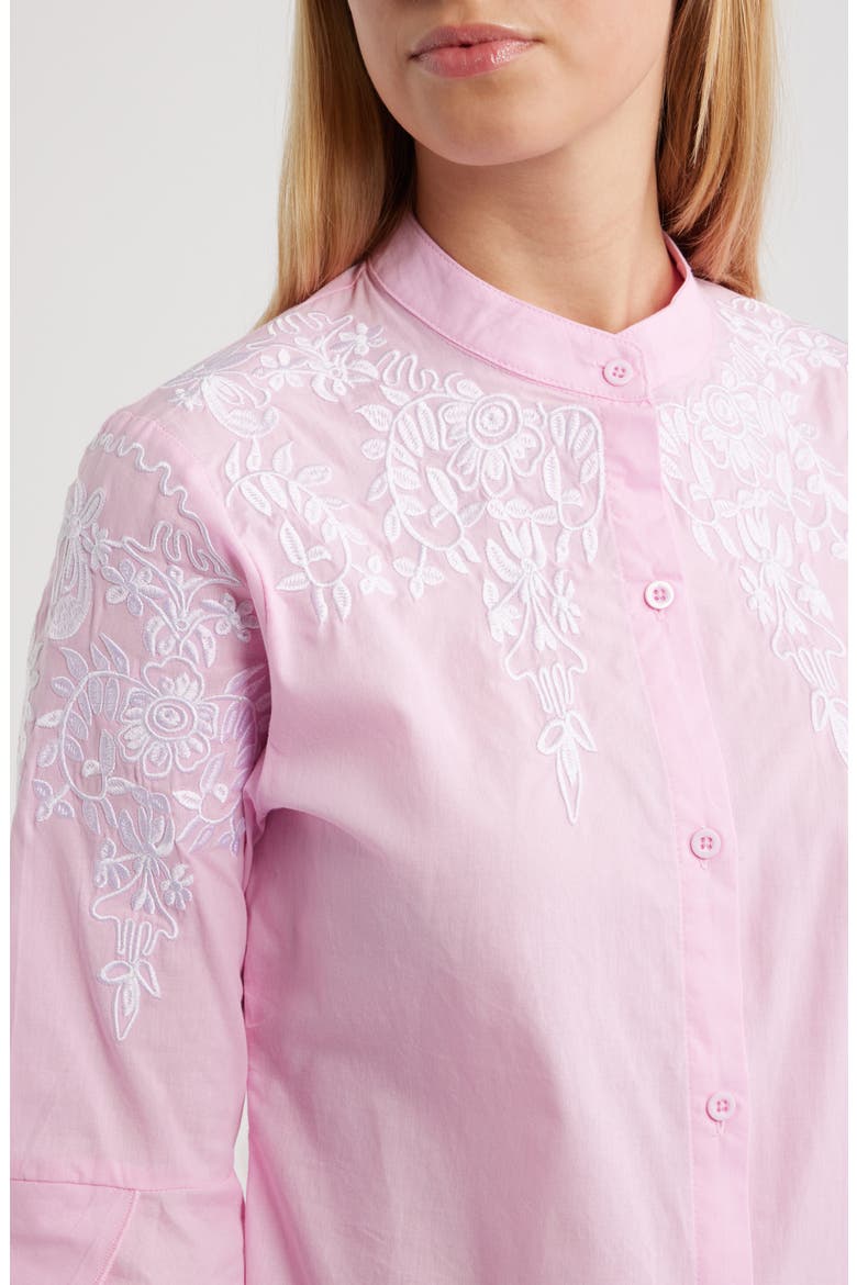 Veronique Embroidered Cotton Button-Up Shirt, Alternate, color, PINK