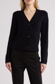 Vince Chunky Ribbed Wool & Cashmere Cardigan Sweater