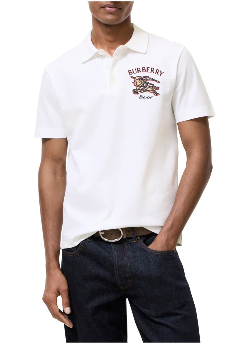 Knight Check Cotton Polo Shirt, Main, color, Chalk white