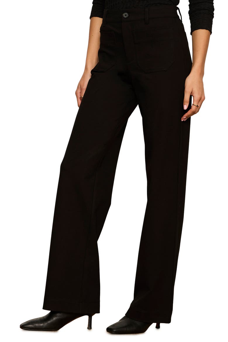 Marine Ponte Straight Leg Pants, Alternate, color, BLACK