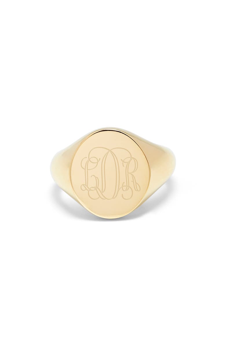Brook and York Claire Personalized Monogram Signet Ring, Alternate, color, Gold