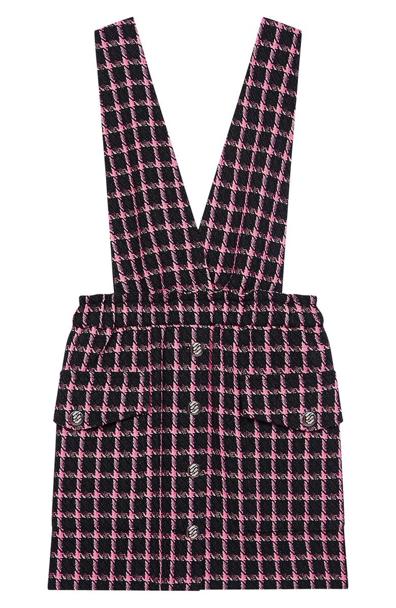 maje Ritrite Plaid Pinafore Dress, Alternate, color, Fuchsia