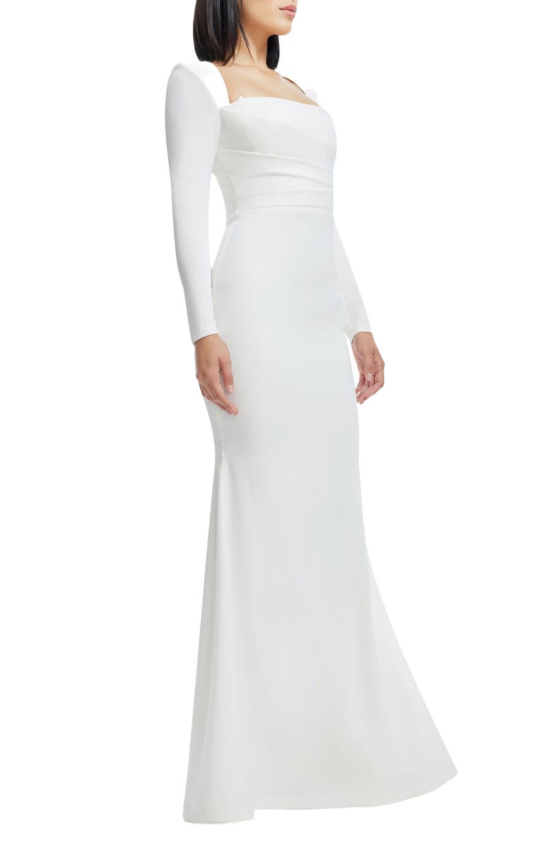 Dress the Population Delores Long Sleeve Evening Gown, Alternate, color, Antique White