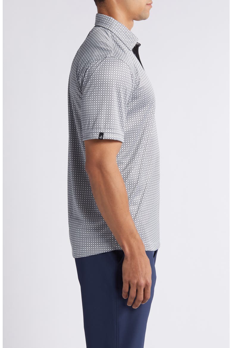 Tanner Geo Print Performance Golf Polo, Alternate, color, GLACIER-BLACK