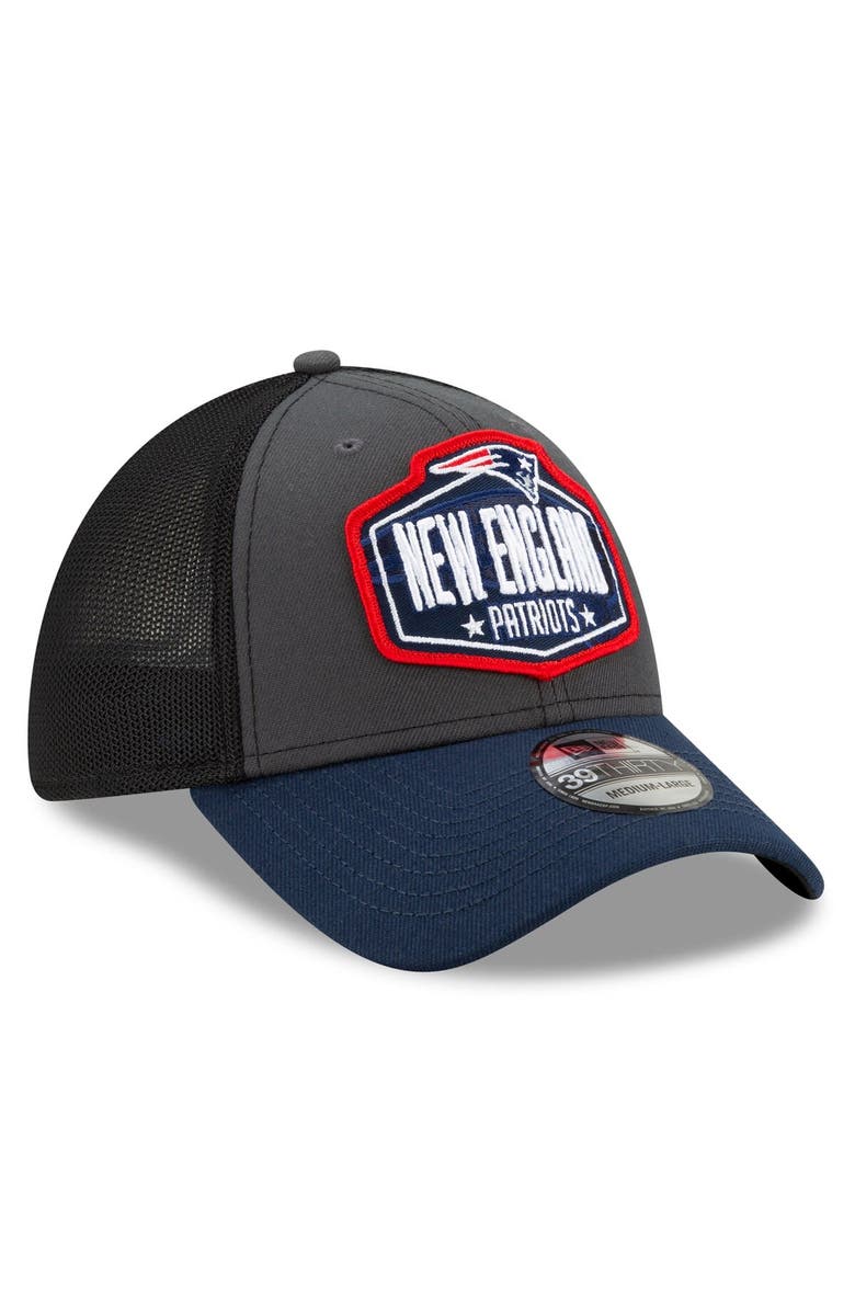 New Era Men's New Era Graphite/Navy New England Patriots 2021 NFL Draft Trucker 39THIRTY Flex Hat, Alternate, color, 