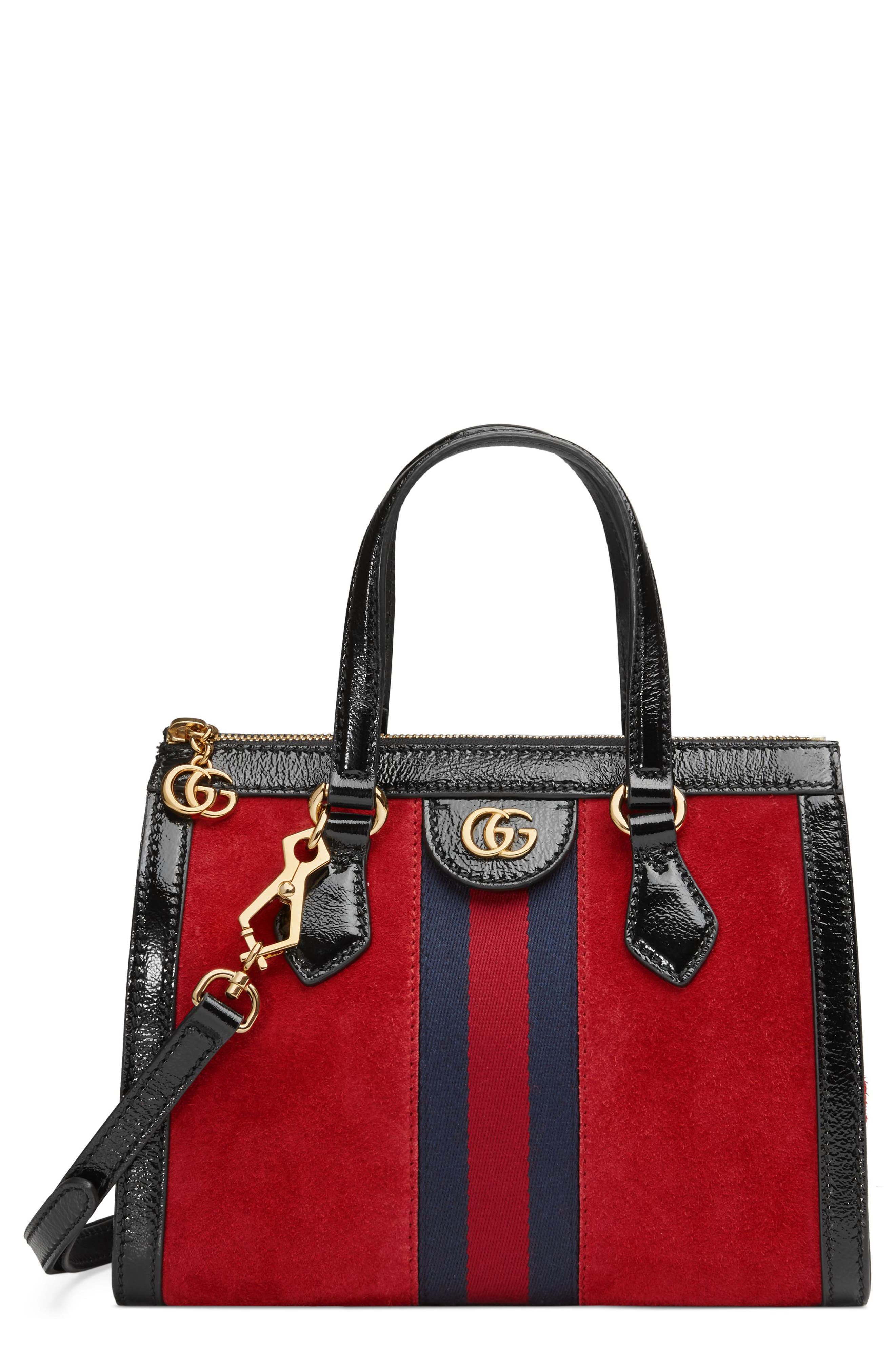 Gucci Small Ophidia House Web Suede Satchel, Main, color, 