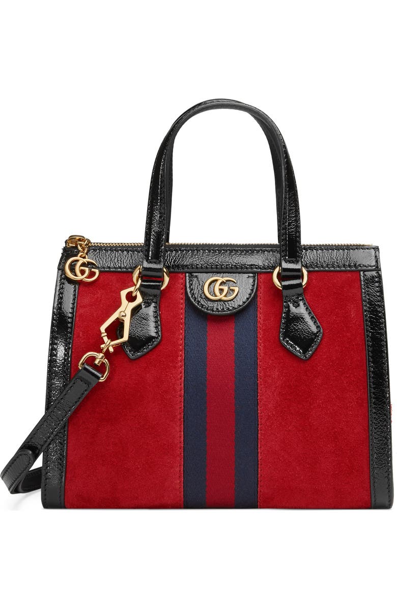 Gucci Small Ophidia House Web Suede Satchel, Main, color,
