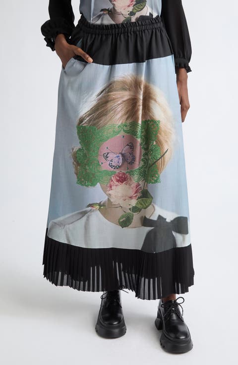 Printed Cotton Blend Skirt