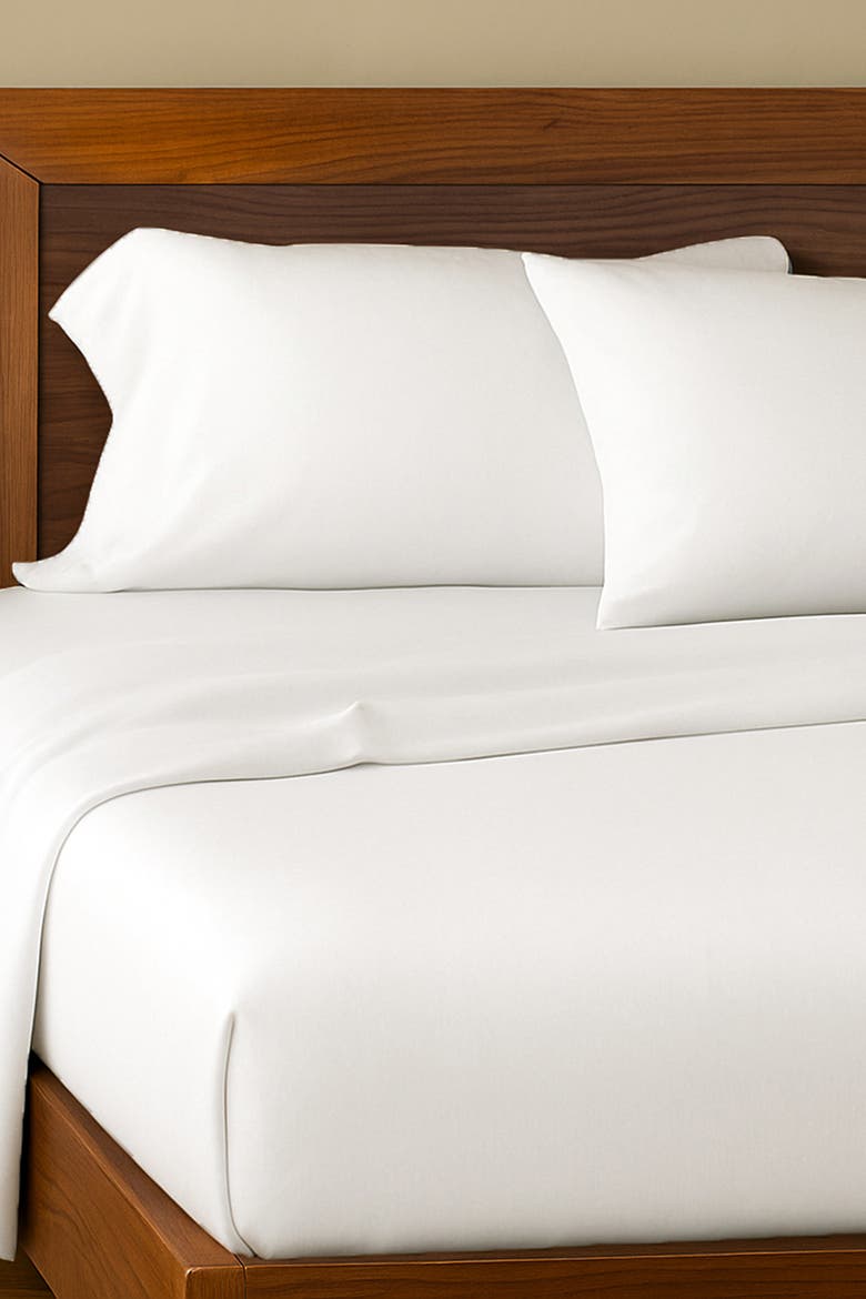 Melange Viscose Cotton Sheet Set - Breathable & Cozy Comfort, Alternate, color, Snow