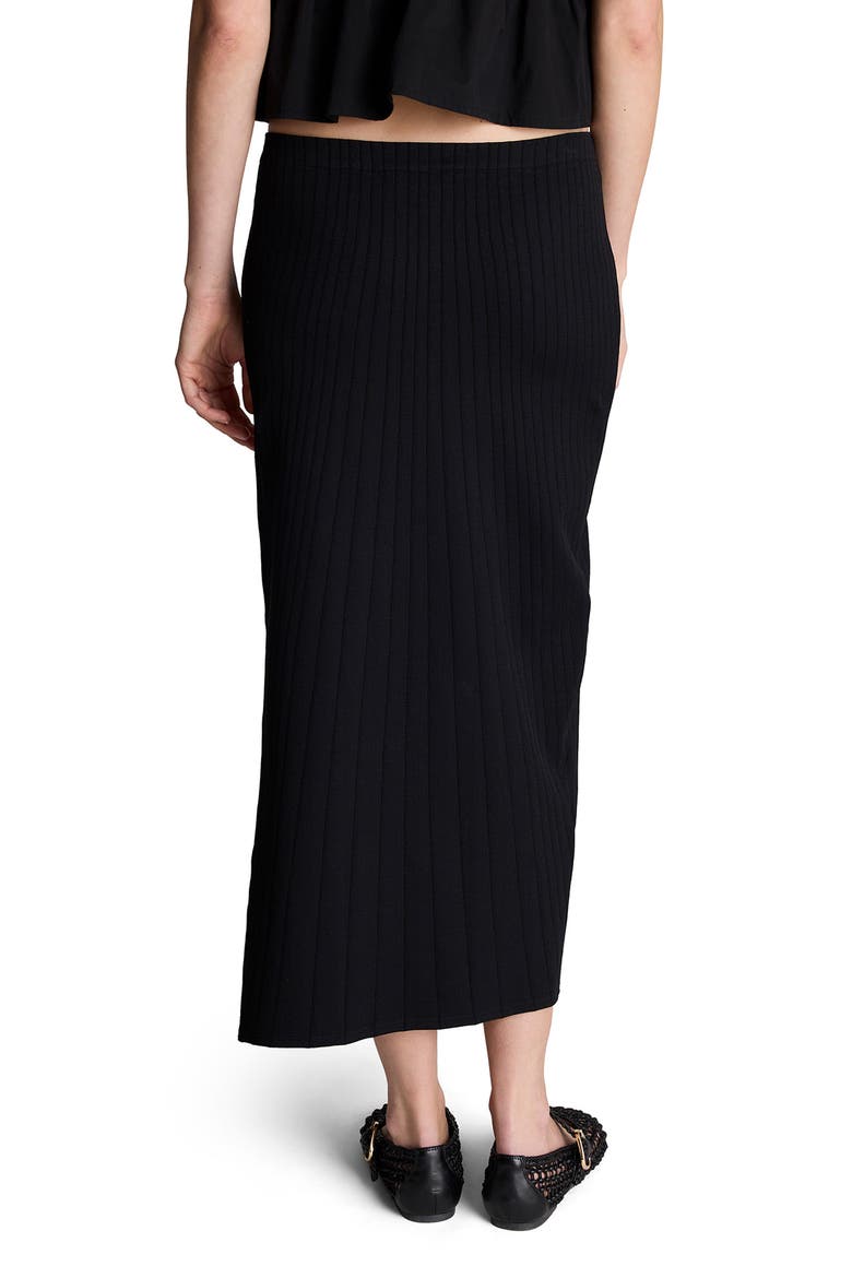 Ribbed Midi Skirt, Alternate, color, BLACK