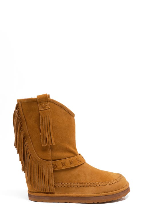 Free People Faye Fringe Faux Fur Boot In Brown