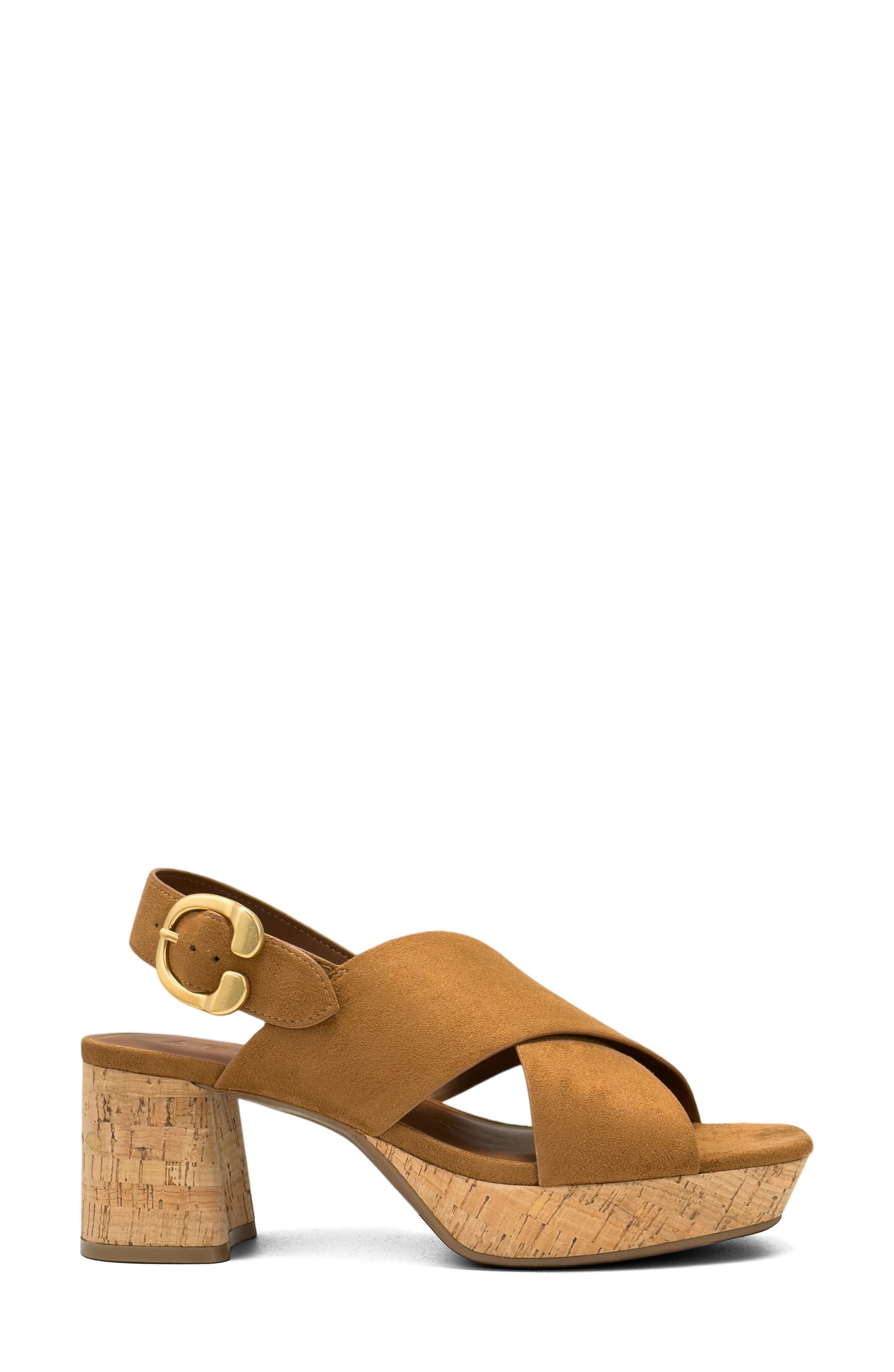 Pura Platform Sandal, Alternate, color, TAN SUEDE CORK HEEL