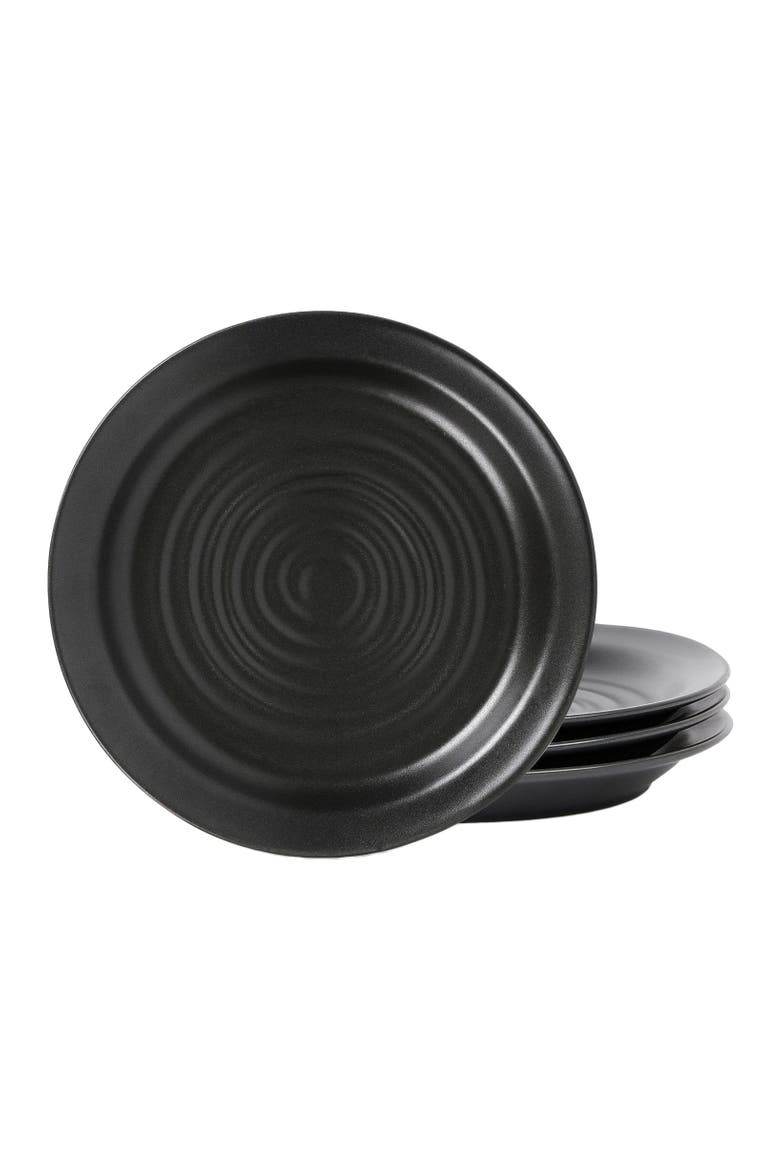 Orbit Stoneware 4-Piece Salad Plate Set, Main, color, Charcoal
