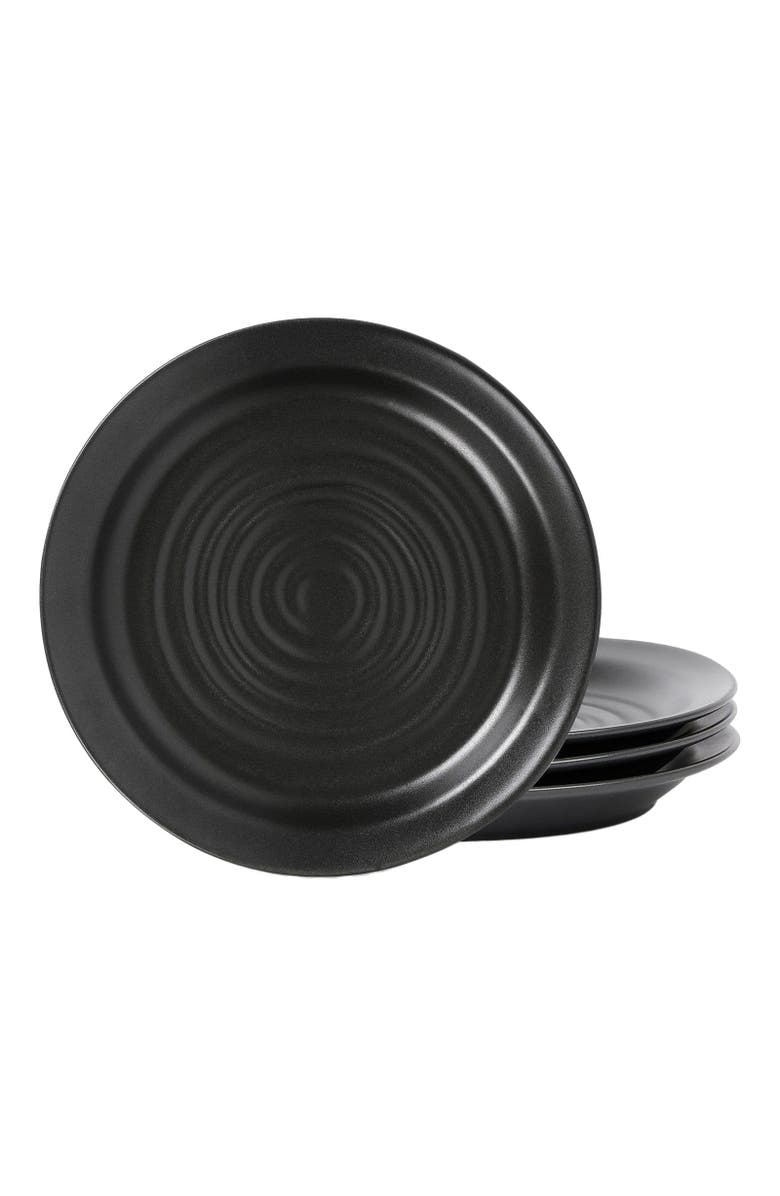 Stone Lain Orbit Stoneware 4-Piece Salad Plate Set, Main, color, Charcoal