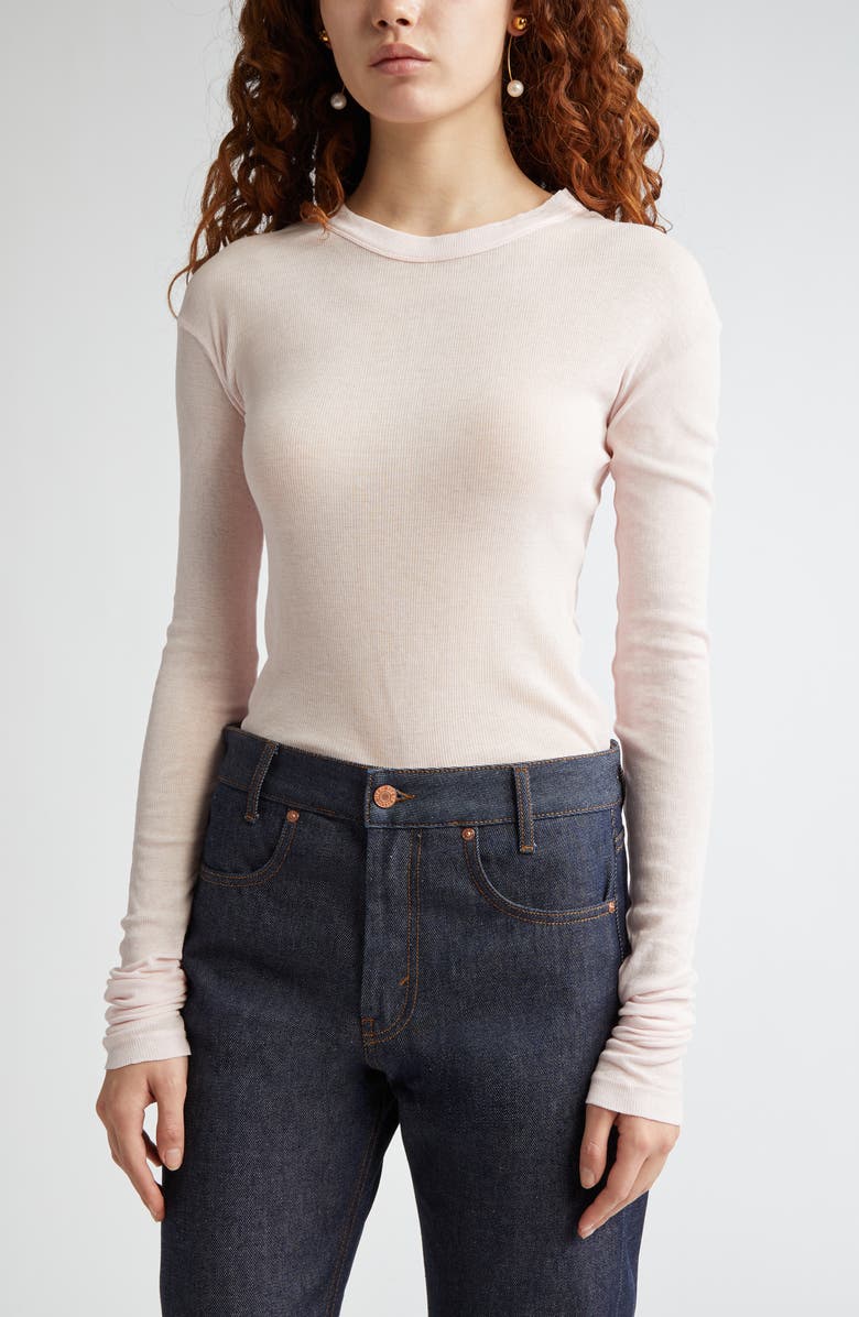 BITE Studios Semisheer Organic Cotton Rib Crewneck T-Shirt, Main, color, 